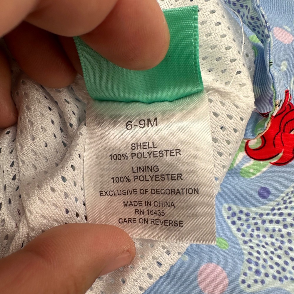 Disney Baby Little Mermaid Ariel Bucket‎ Hat Baby 6-9M Blue Polyester - Picture 5 of 7
